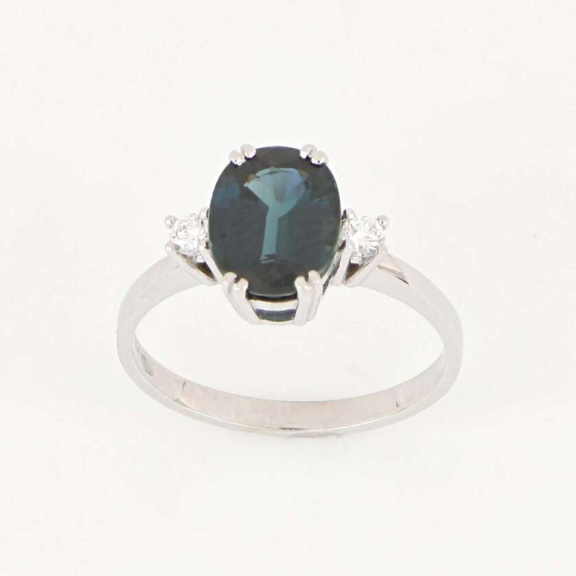 Anello in Oro Bianco con Zaffiro Naturale e Diamanti ref. ANPZ2546 - immagine 3