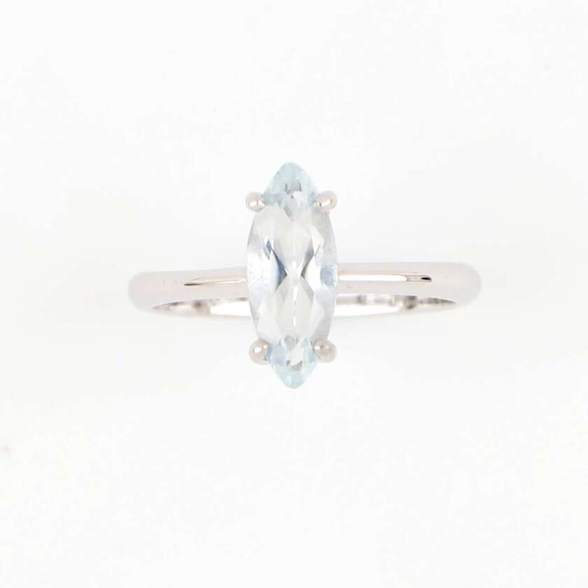 Anello in Oro Bianco con Acquamarina taglio Marquise ref. ANPZ2542 - immagine 4