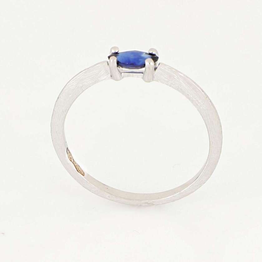 Anello in Oro Bianco con Zaffiro Naturale Taglio Marquise ref. ANPZ193Z - immagine 2