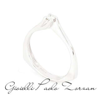 Anello Solitario Oro Bianco con Diamante ct 0.08ref. ANPZ3050  Anelli Solitario