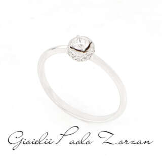 Anello Solitario Oro Bianco con Diamante ct 0.14ref. ANPZ3049  Anelli Solitario
