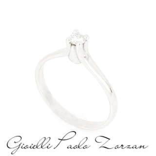 Anello Solitario Oro Bianco con Diamante ct 0.14ref. ANPZ3051  Anelli Solitario