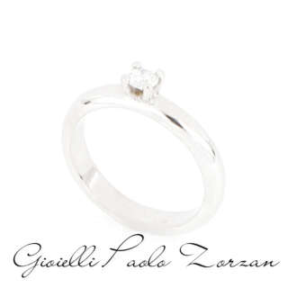 Anello Solitario Oro Bianco con Diamante ct 0.20ref. ANPZ3053  Anelli Solitario
