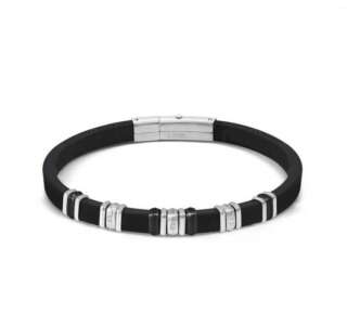 Bracciale Nomination City in gomma nera e acciaio 3 zirconi 028821/037  Bracciali