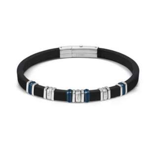 Bracciale Nomination City in gomma nera e acciaio 3 zirconi 028821/058  Bracciali