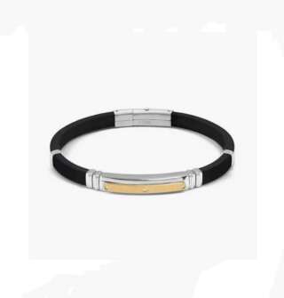 Bracciale Nomination City Energy in acciaio e gomma con tre dettagli in zirconi gialli 028820/057  Bracciali
