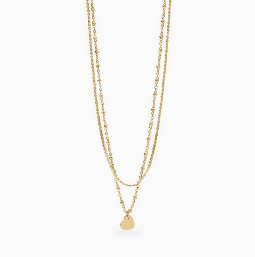 Girocollo Kidult dorato con catene e cuore Style 30 851049