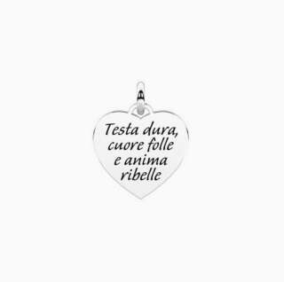 Ciondolo kidult cuore con frase Anima ribelle 741316  Elementi per Bracciali