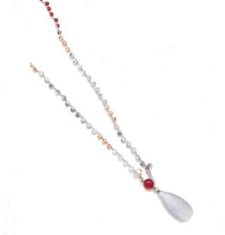 Collana artigianale NotForAll in argento rosato uncinetto e pietre NK 2505/85-71  Girocolli