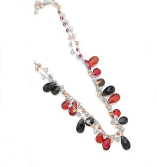 Collana artigianale NotForAll in argento rosato uncinetto e pietre NK 2505/40-2-87  Girocolli