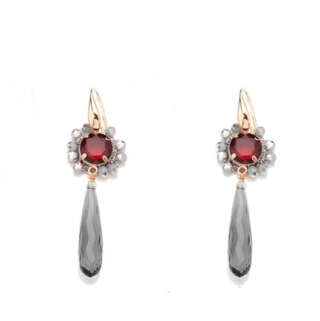 Orecchini artigianali NotForAll in argento rosato uncinetto e pietre OR 81748/370  Orecchini Pendenti