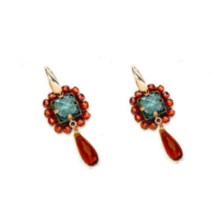 Orecchini artigianali NotForAll in argento rosato uncinetto e pietre OR 81561/95  Orecchini Pendenti