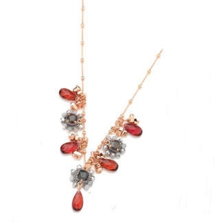 Collana artigianale NotForAll in argento rosato uncinetto e pietre CAT.40-73  Girocolli