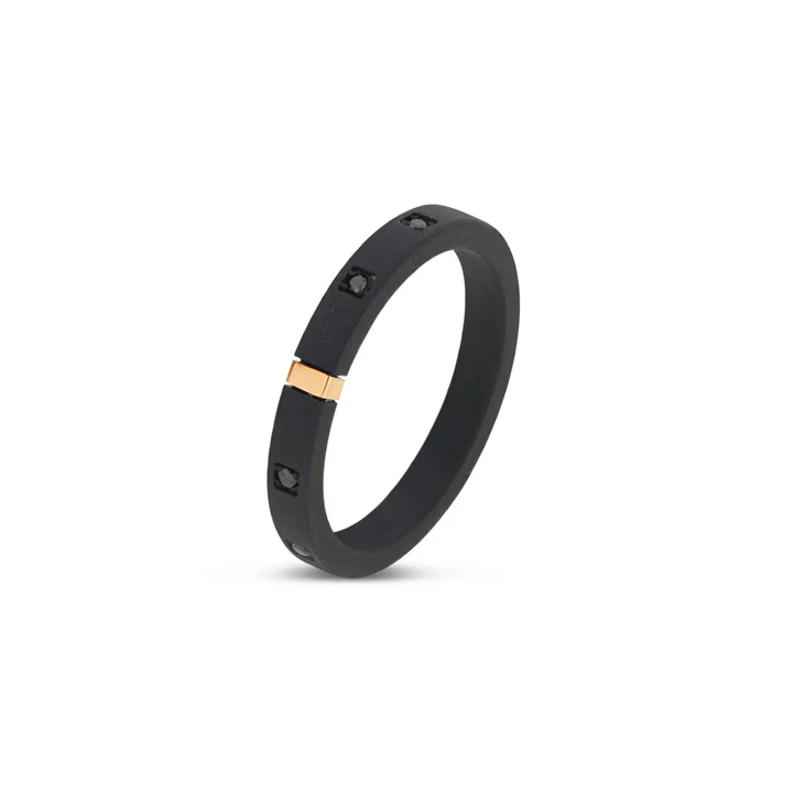 VERETTA MANO J IN TITANIO NERO, ORO 18 KT E 10 DIAMANTI BLACK TNAR1001