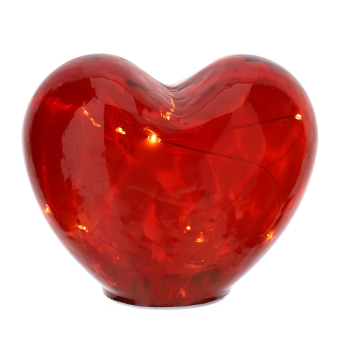 Lampada Hervit LED a Cuore in Vetro Rosso 15x12,5cm 29676