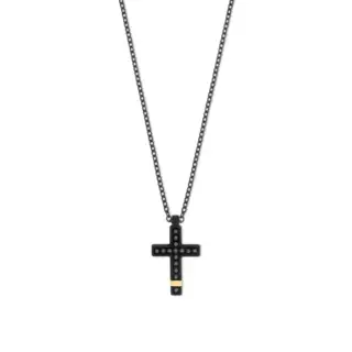 COLLANA MANO J CON CROCE IN TITANIO NERO, ORO ROSSO E DIAMANTI BLACK TNCCR2001 Collane COLLANA MANO J CON CROCE IN TITANIO NERO, ORO ROSSO E DIAMANTI BLACK TNCCR2001 Collane