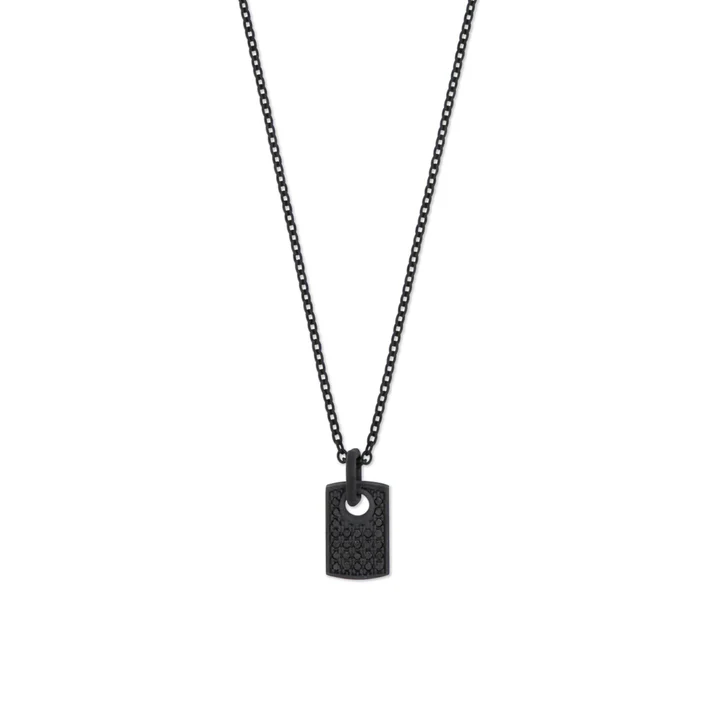 COLLANA MANO J TITANIO NERO CON TARGHETTA E DIAMANTI BLACK TNCOT2001
