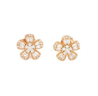 Orecchini a fiore in argento e zirconi 2ES443  Orecchini a Lobo