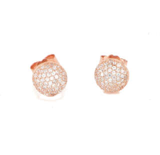 Orecchini semisfera in argento rosato e zirconi  HE262  Orecchini a Lobo