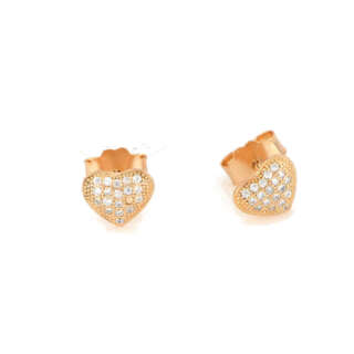 Orecchini a cuore in argento rosato e zirconi SME374  Orecchini a Lobo