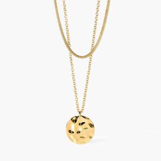 Girocollo kidult dorato con tondo effetto martellato Style 03 851010  Girocolli