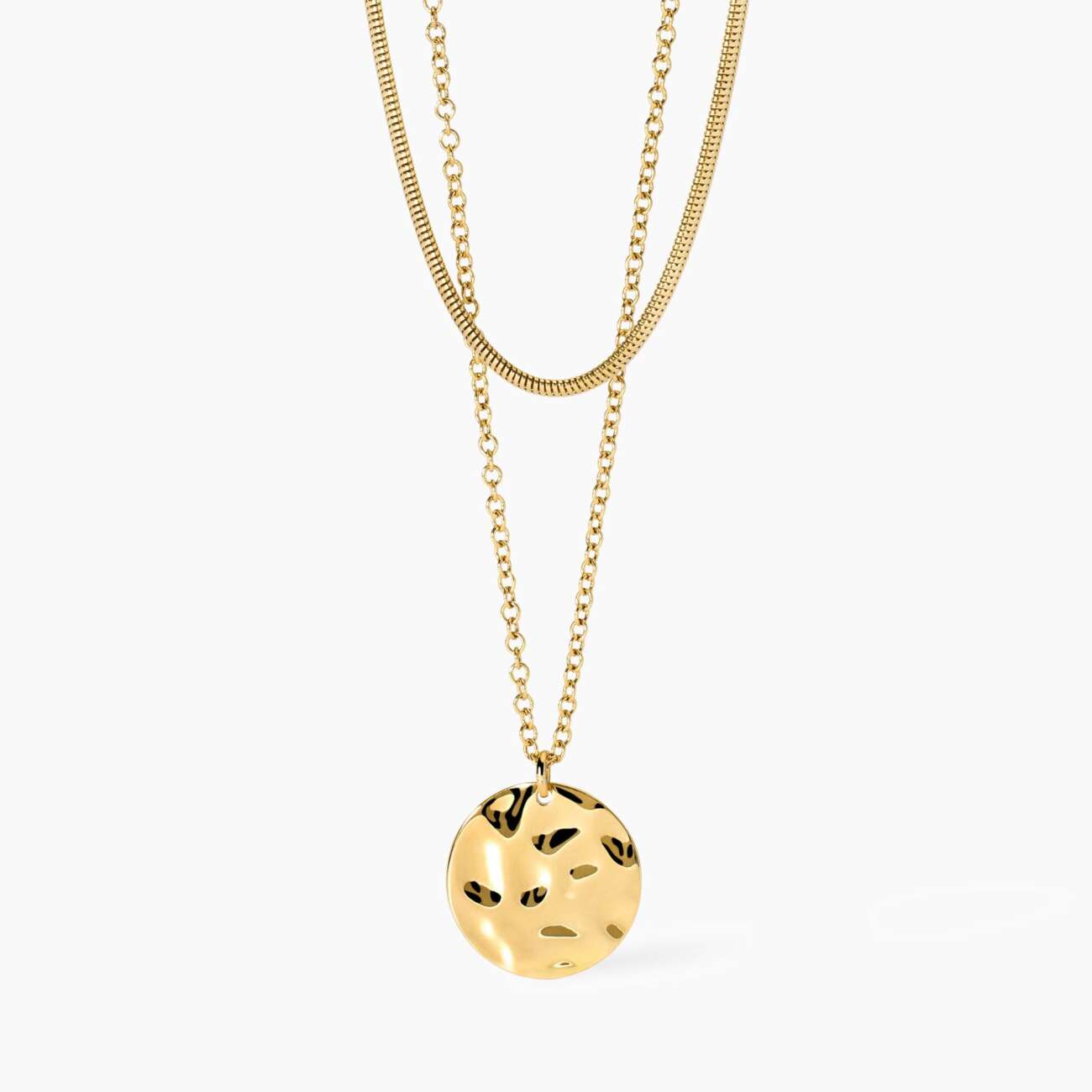 Girocollo kidult dorato con tondo effetto martellato Style 03 851010