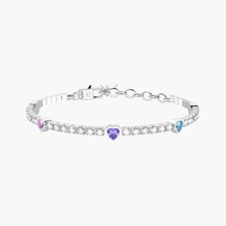 Bracciale kidult tennis in cristalli e cuori multicolor Style 50 732360  Bracciali a Maglia