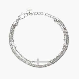 Bracciale kidult con catene e croce Style 29 831072  Bracciali a Maglia