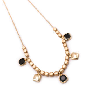 Collana Aquaforte Mignon con cubetti spazzolati e charms con paste vitree nere quadrate H4185070  Girocolli