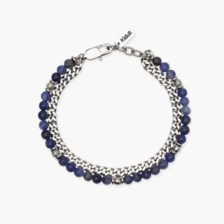 Bracciale kidult uomo con con catena groumette e sfere diamantate e sodalite blu 831156  Bracciali