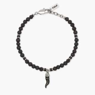 Bracciale kidult uomo in acciaio con pietra lavica e cornetto Style 02 831165  Bracciali