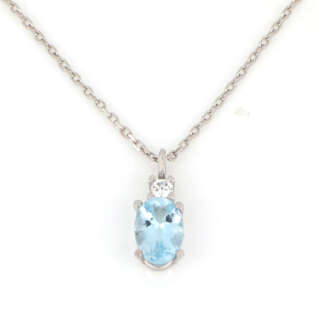 Collana con pendente in oro bianco 9 KT e zircone bianco e azzurro DZC011-9KT  Girocolli