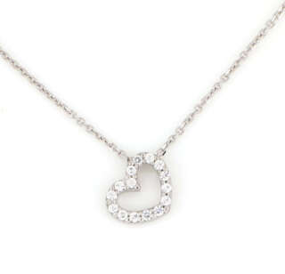 Collana con cuoricino in oro bianco 9 KT e zirconi bianchi DZ017-9KT  Girocolli