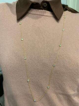 Collana lunga in argento 925 dorato e zirconi bianchi CLZZ002  Collane Lunghe