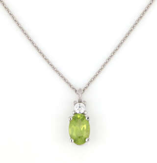 Collana con pendente in oro bianco 9 KT e zircone bianco e verde DZC013-9KT  Girocolli