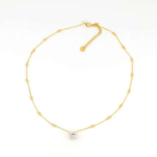 Collana punto luce in argento dorato 925 e zircone bianco COLAR010CO   Collane Punto Luce Girocolli