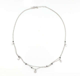 Collana in argento 925 e spinelli neri con inserti quadrifoglio COLAR014CO Girocolli Collana in argento 925 e spinelli neri con inserti quadrifoglio COLAR014CO Girocolli