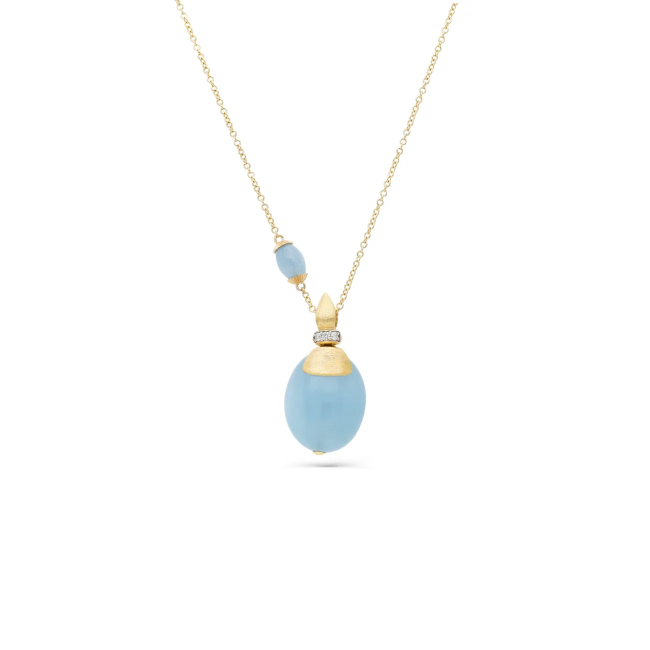 Collana Nanis “AZURE” pendente in oro, acquamarina milk e dettagli di diamanti CS7-603