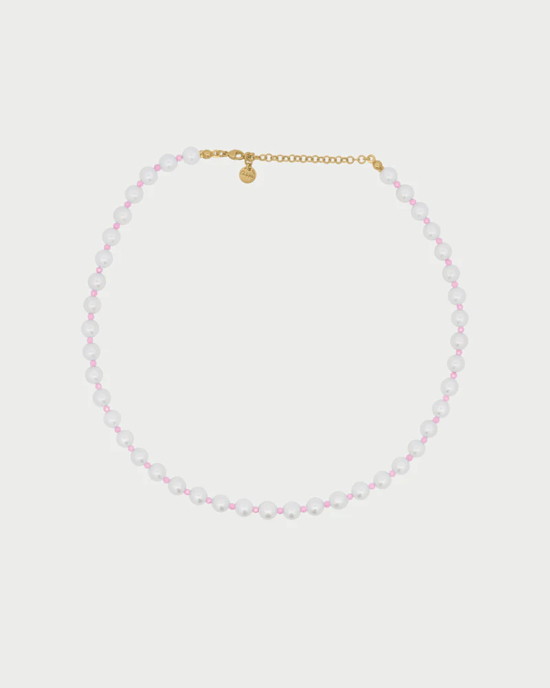 Girocollo Rue des mille Perla e zirconi milky rosa CB-LGR 13 C1