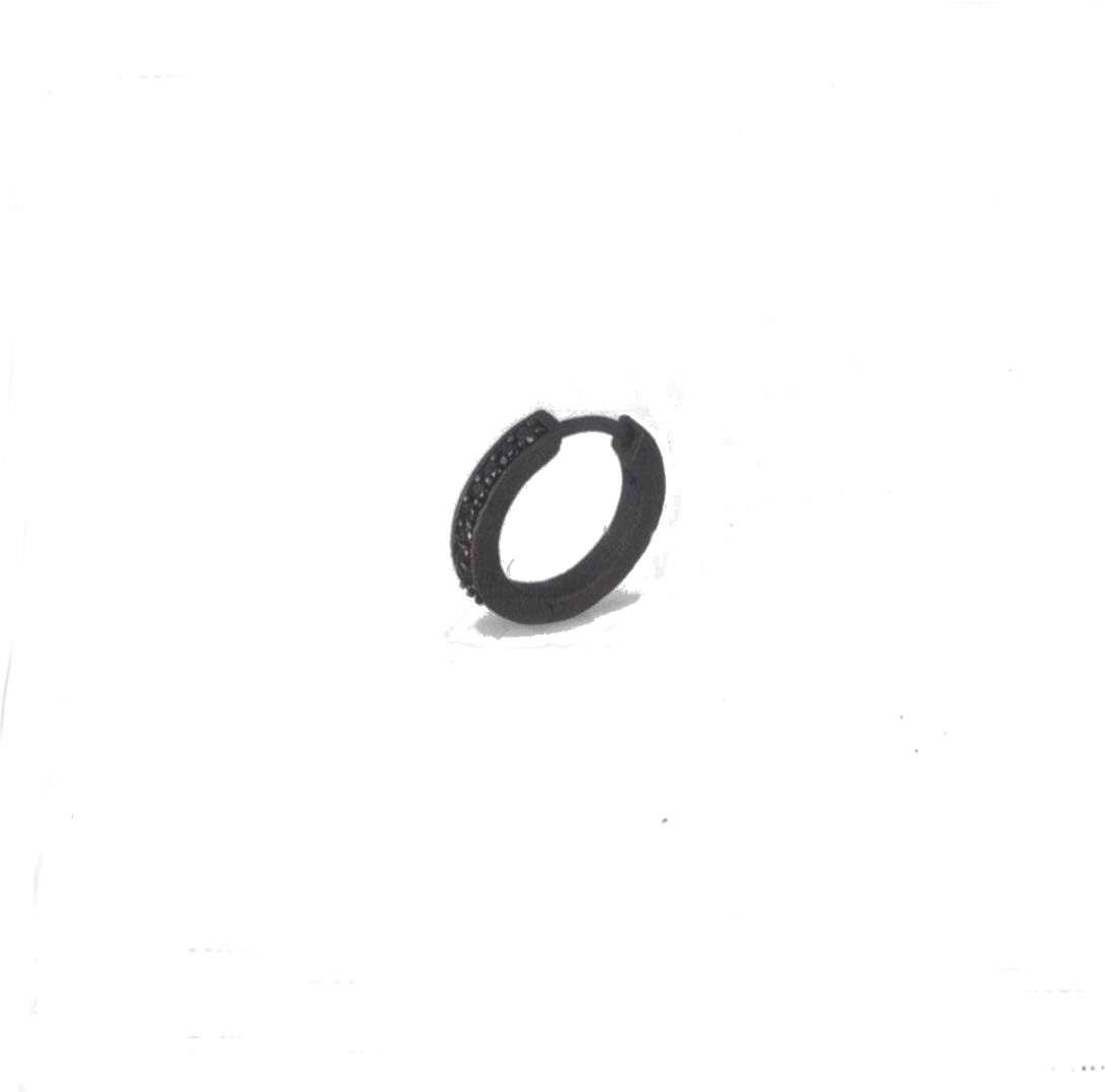 MONO ORECCHINO MANO J A CERCHIO IN TITANIO E DIAMANTI BLACK MINORTB1F