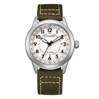 Orologio Citizen Field quadrante bianco cinturino in tessuto verde AW1870-08A  Orologi al Quarzo