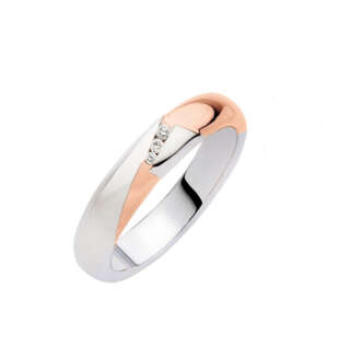 Fede Polello Travolgente in oro rosa e bianco con diamanti 2415DBR   Fedi Bicolore Fedi Nuziali