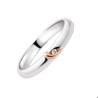 Fede Polello Sguardo in oro bianco oro rosa e diamante 3065DBR   Fedi Bicolore Fedi Nuziali