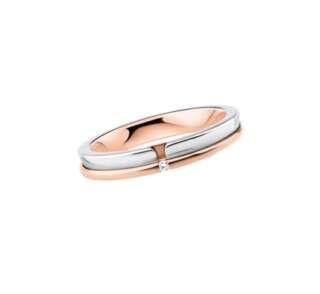 Fede Polello in oro rosa oro bianco e diamante 3066DBR   Fedi Bicolore Fedi Nuziali