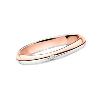 Fede Polello Orizzonte bicolor in oro rosa e bianco con diamante 3068DBR   Fedi Bicolore Fedi Nuziali