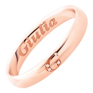 Fede Polello Lettere d’Amore 2 nome Giulia in oro rosa e diamanti 3111UR  Fedi Nuziali