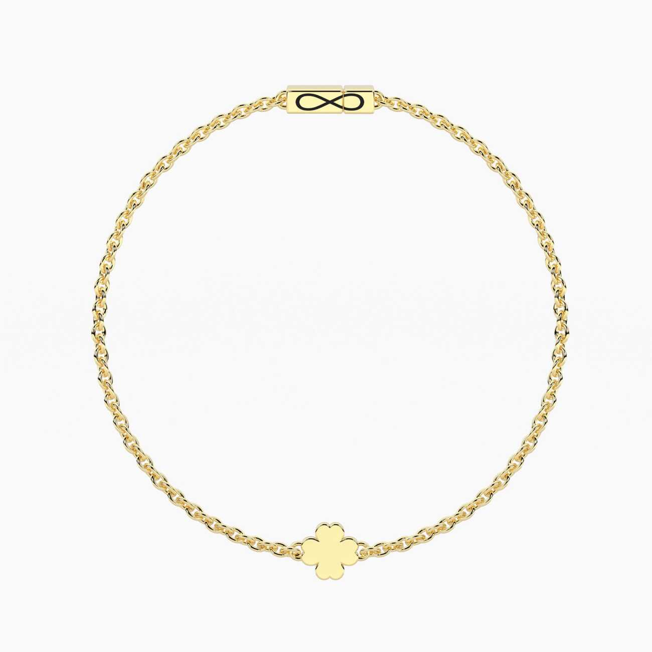 Bracciale kidult infinity in acciaio dorato con quadrifoglio 732402-16
