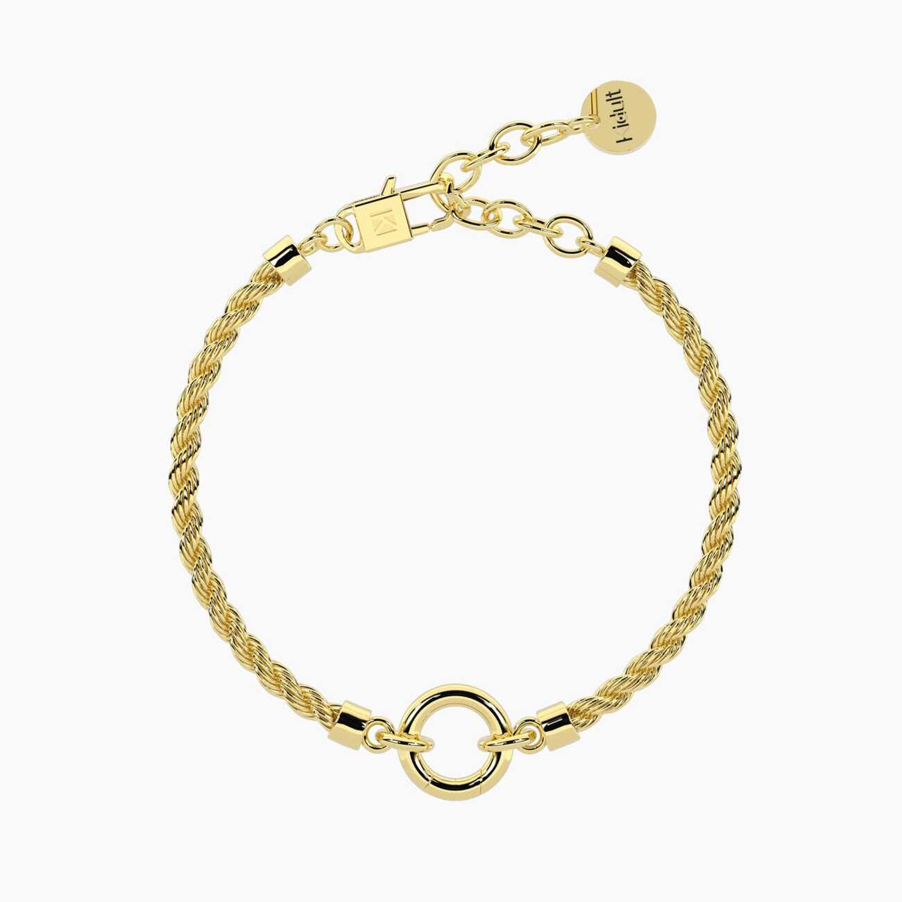 Bracciale kidult componibile con catena corda in acciaio dorato Duetto 732406