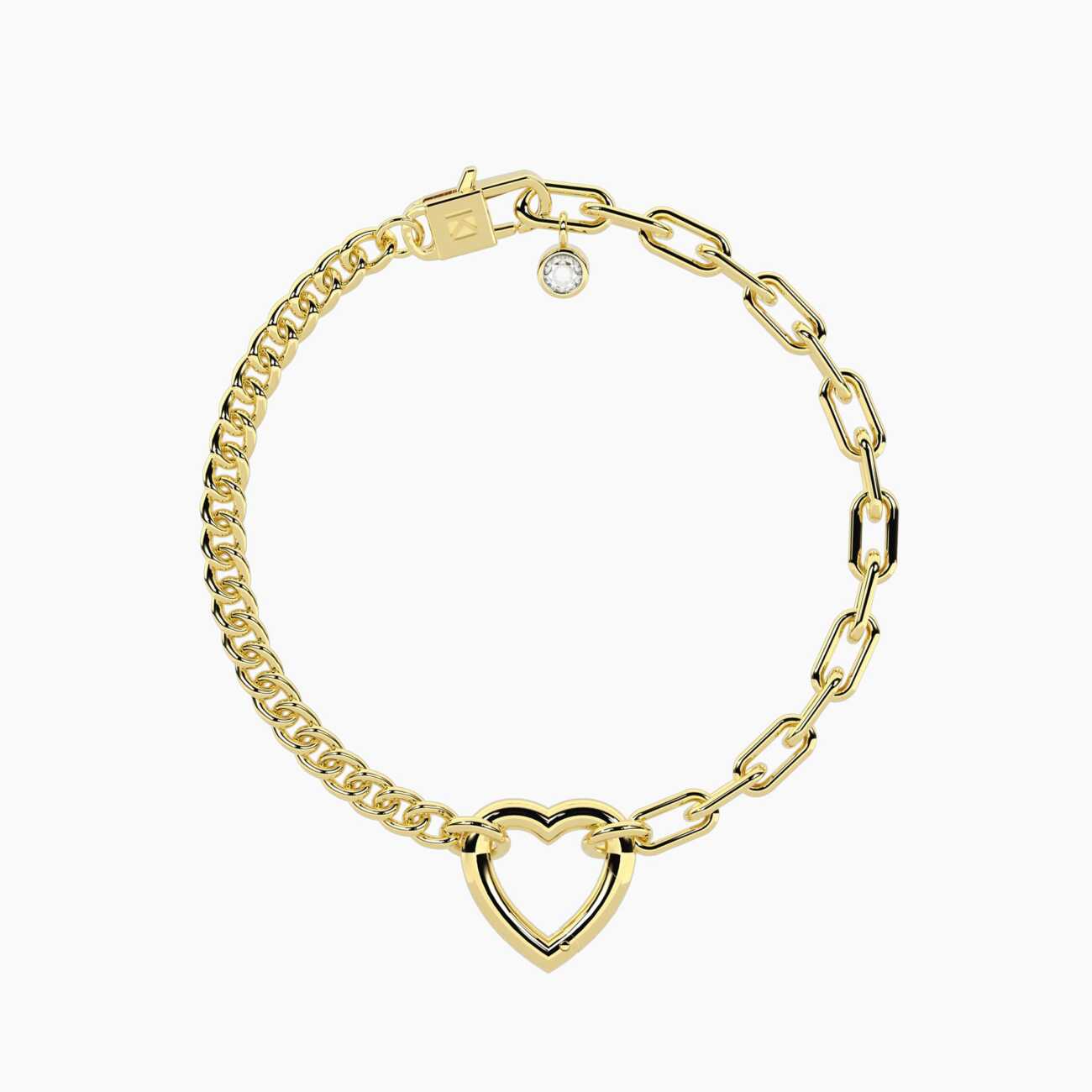 Bracciale kidult componibile con catena groumette e a maglie allungate in acciaio dorato Duetto 732408