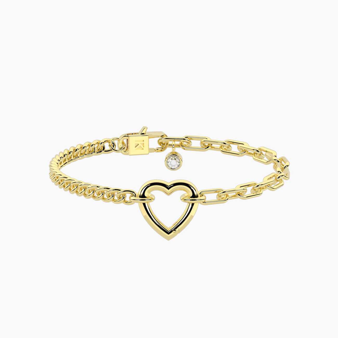 Bracciale kidult componibile con catena groumette e a maglie allungate in acciaio dorato Duetto 732408 - immagine 2